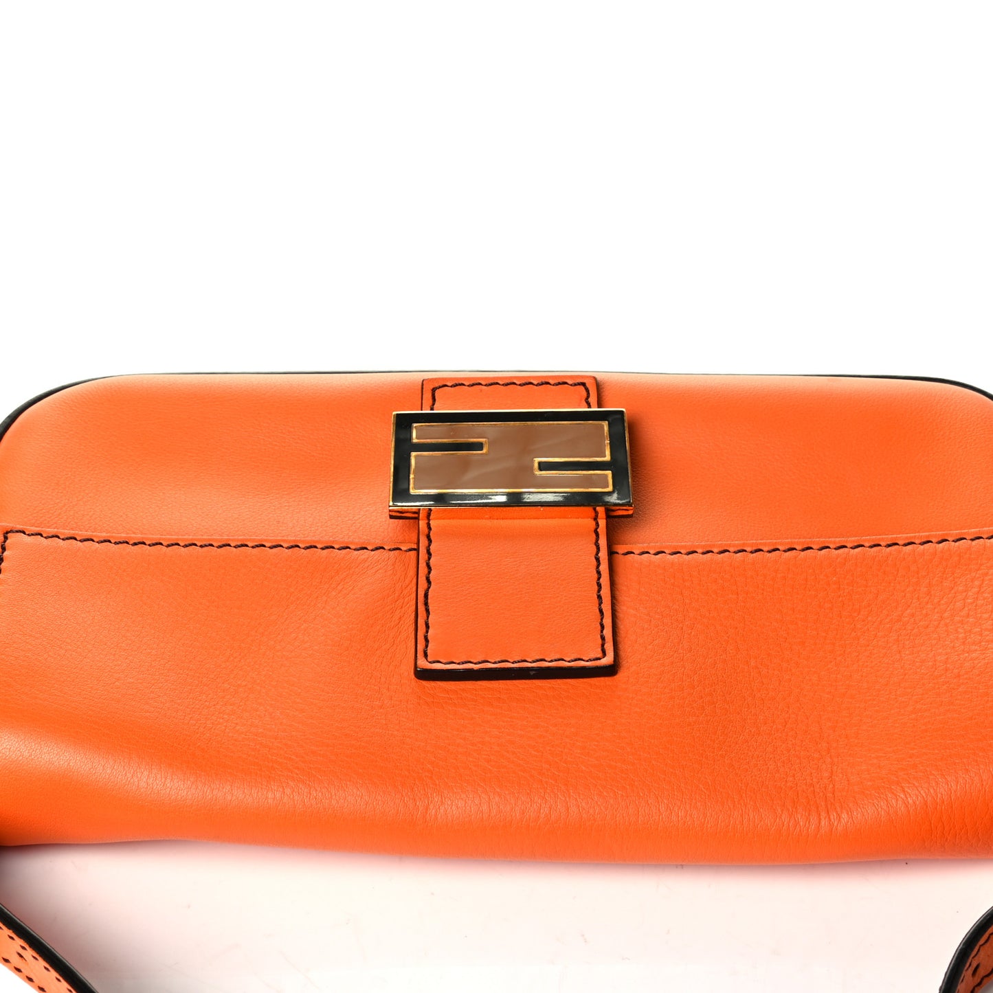 Vitello Flamingo Enamel Interchangeable Strap Baguette Orange Black Tobacco