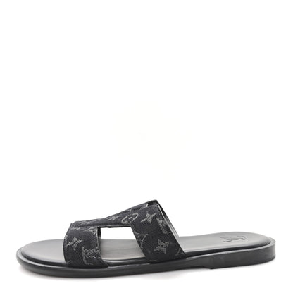 Louis Vuitton Monogram Denim Mens LV Oasis Mules 8.5 Black 1 of 9