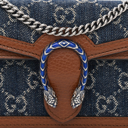 Gucci New Denim GG Monogram Dollar Calfskin Enamel Super Mini Dionysus Shoulder Bag Blue Tea Cuir Epilog Electric Blue 7 of 10