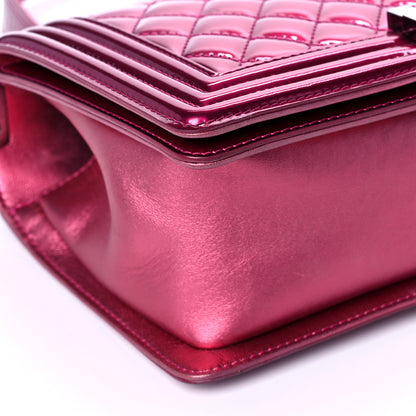 Chanel Metallic Patent Calfskin Quilted Medium Boy Flap Pink 10 of 18