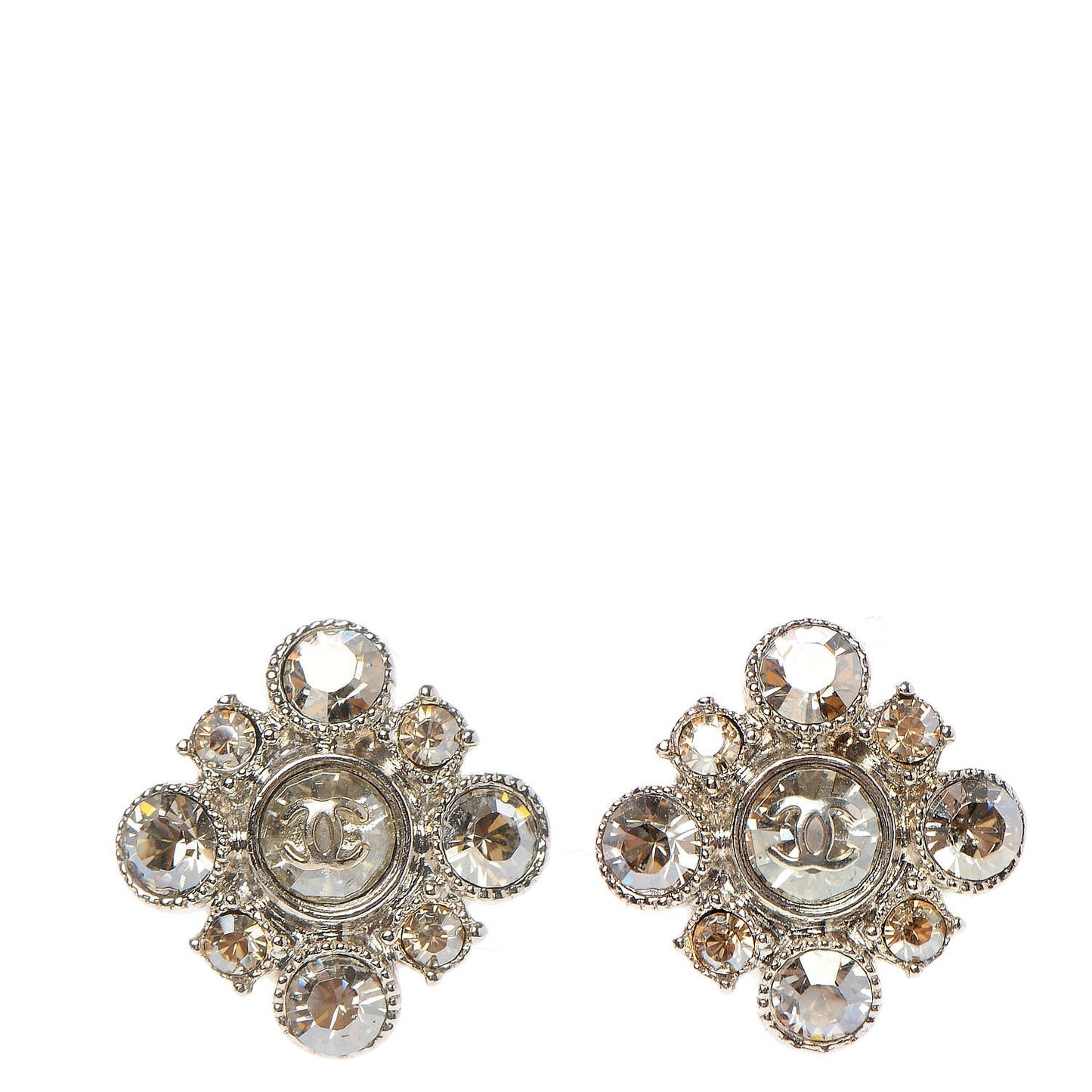 Crystal CC Earrings Silver