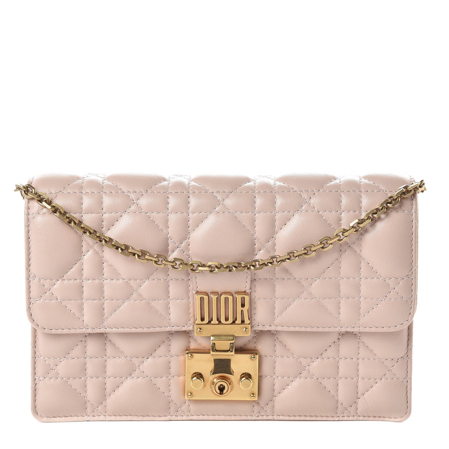 Christian Dior Lambskin Cannage Dioraddict Wallet On Chain Clutch Rose Poudre 1 of 10