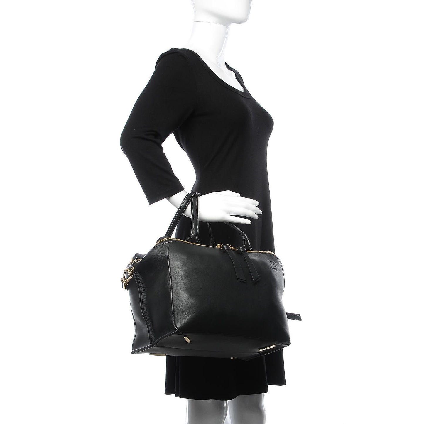 Calfskin Triple Zip Tote Black