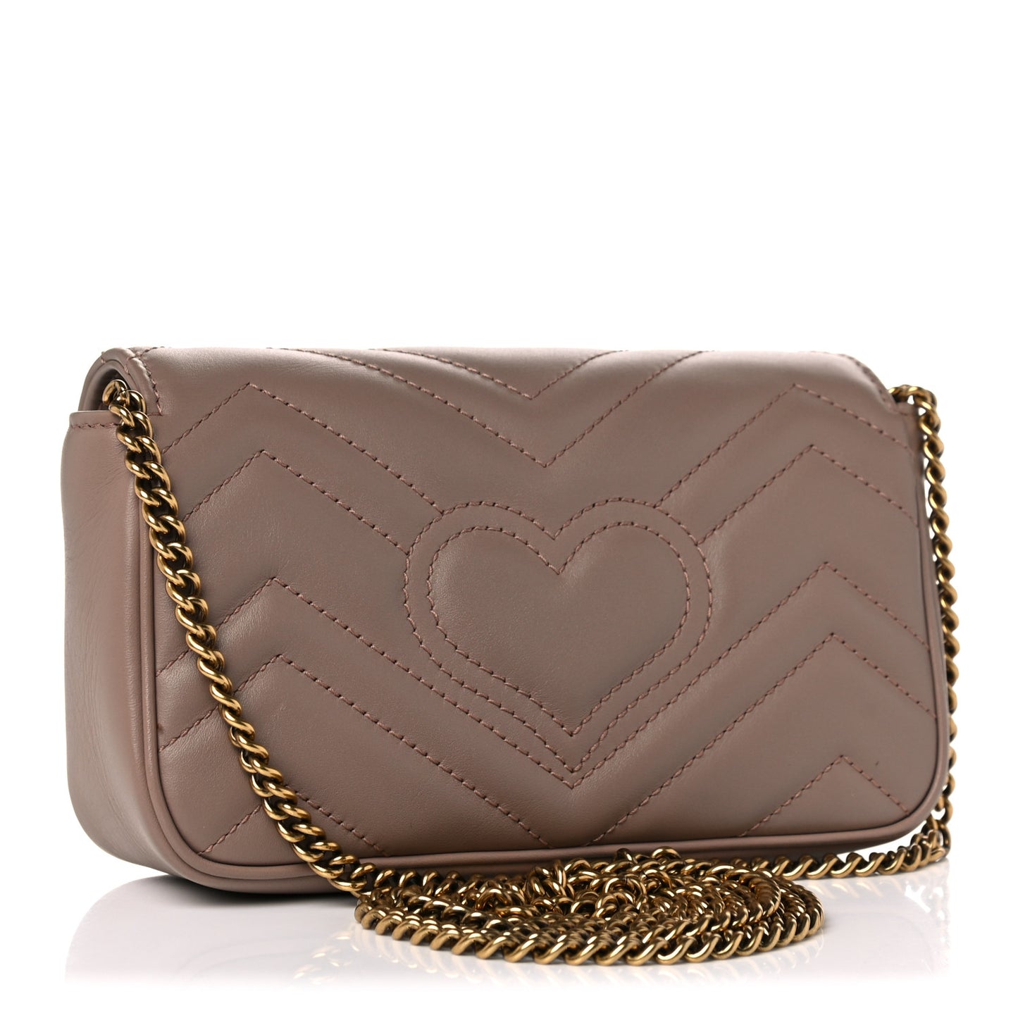 Calfskin Matelasse Super Mini GG Marmont Shoulder Bag Porcelain Rose