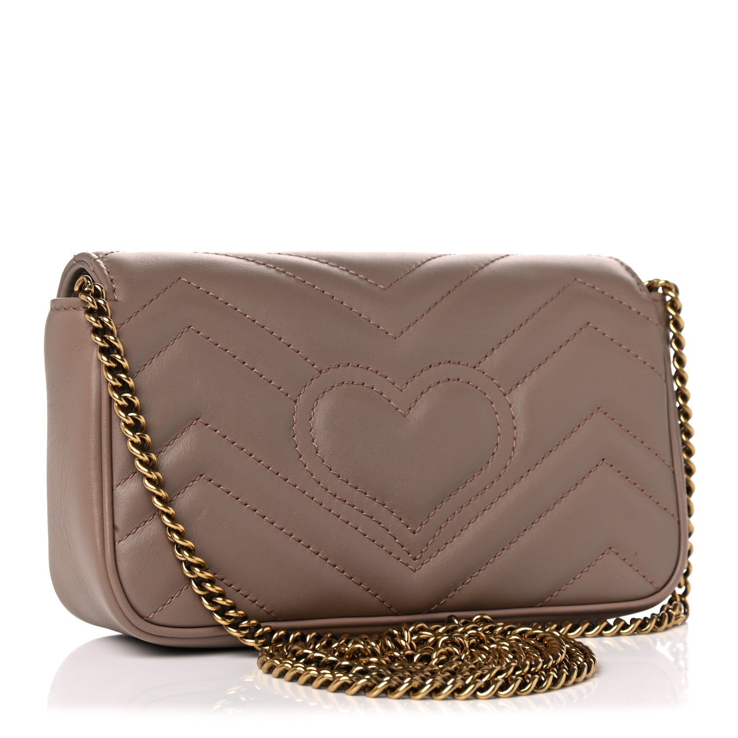 Gucci Calfskin Matelasse Super Mini GG Marmont Shoulder Bag Porcelain Rose 3 of 10