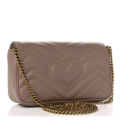 Gucci Calfskin Matelasse Super Mini GG Marmont Shoulder Bag Porcelain Rose 3 of 10