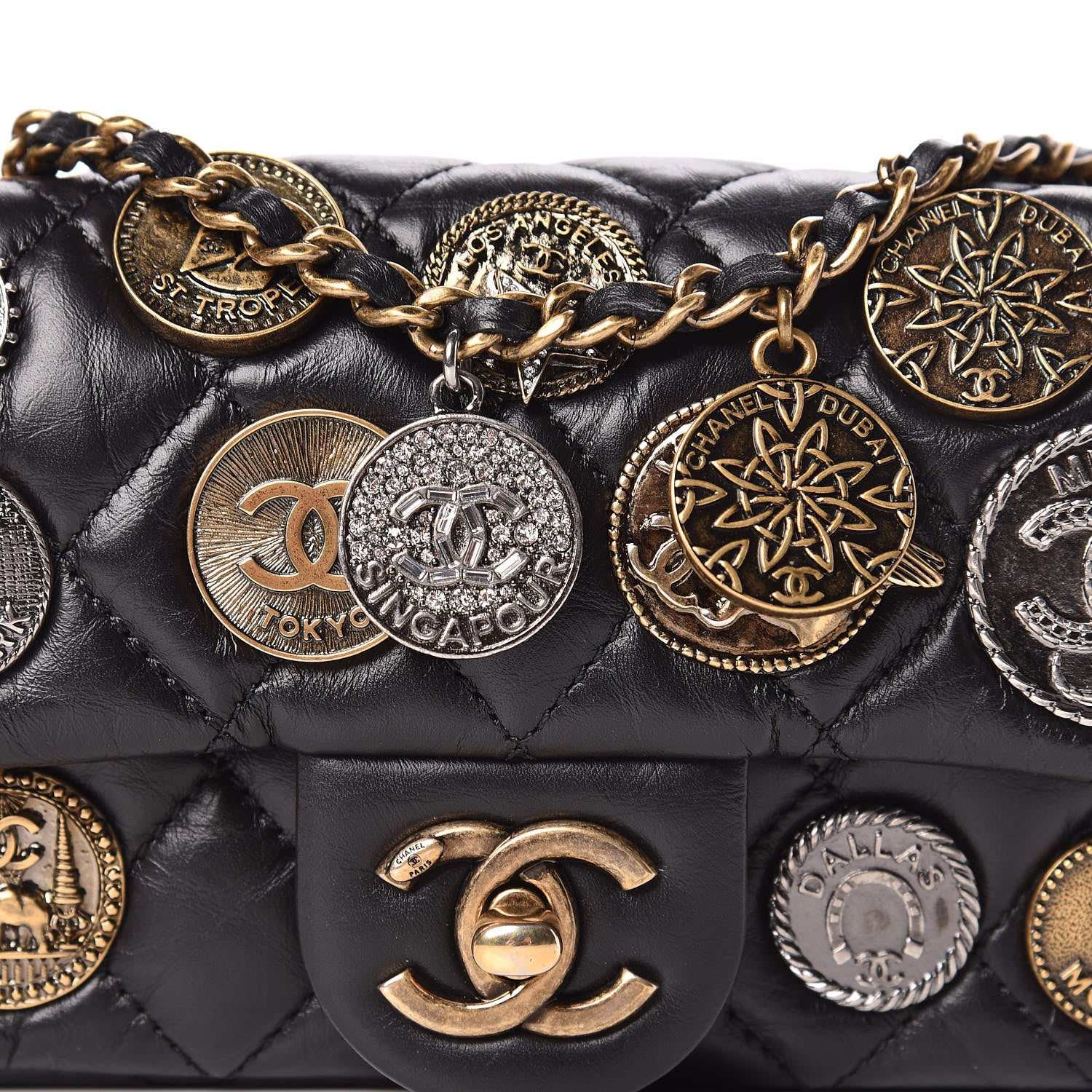 Chanel Aged Calfskin Quilted Extra Mini Medallion Flap Black 10 of 10