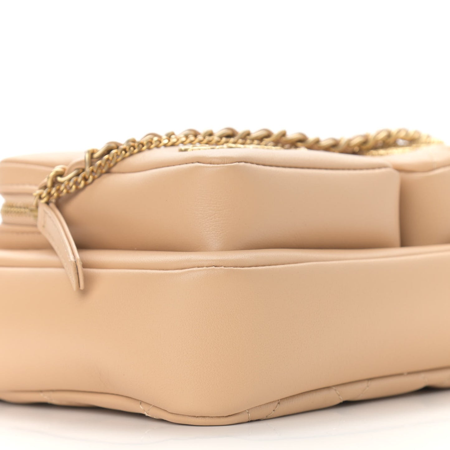 Calfskin Quilted Small Camera Case Beige