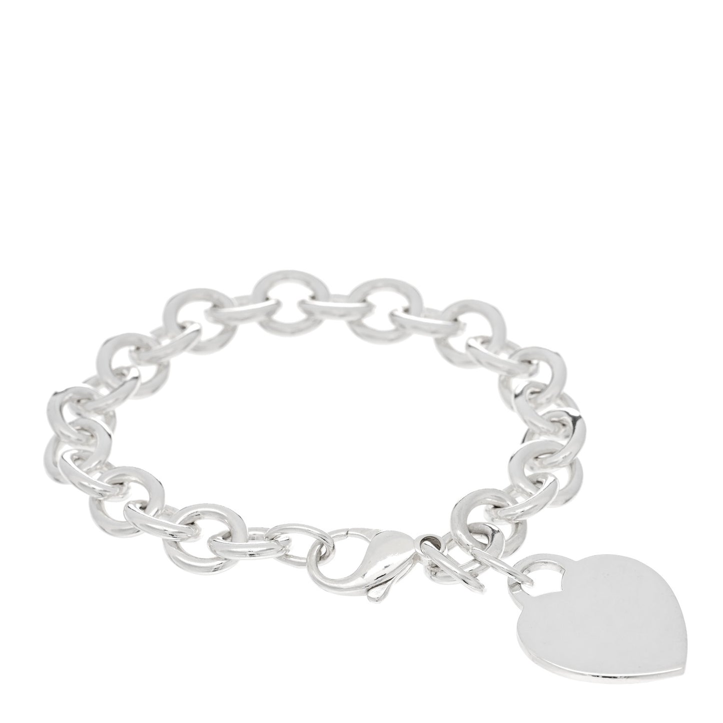 Sterling Silver Heart Tag Charm Bracelet