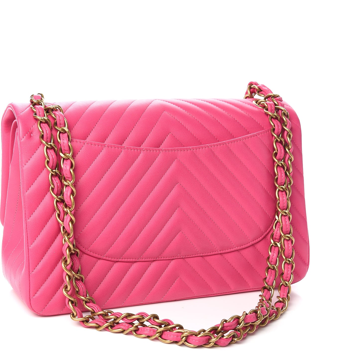 Lambskin Chevron Quilted Jumbo Double Flap Pink