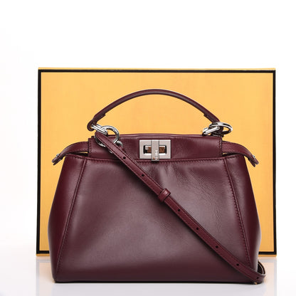 Fendi Nappa Mini Peekaboo Iconic Satchel Bordeaux 10 of 10
