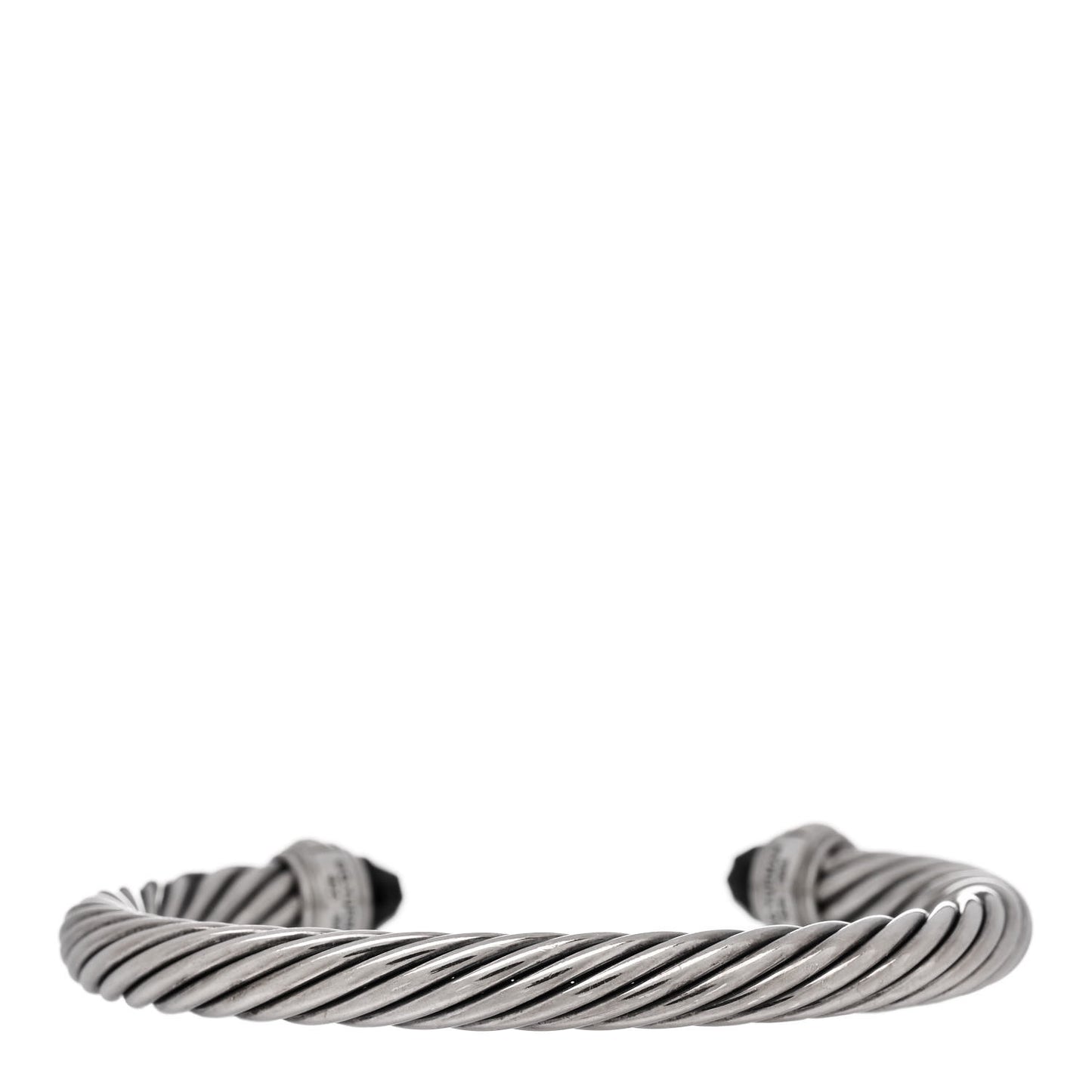 Sterling Silver 14K Yellow Gold Black Onyx 7mm Cable Classics Bracelet