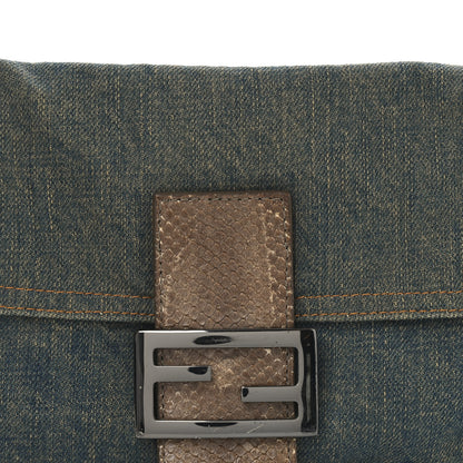 Fendi Denim Snakeskin Baguette Blue 8 of 10