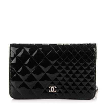 Chanel Patent Double Quilted Wallet On Chain WOC Black 1 of 10