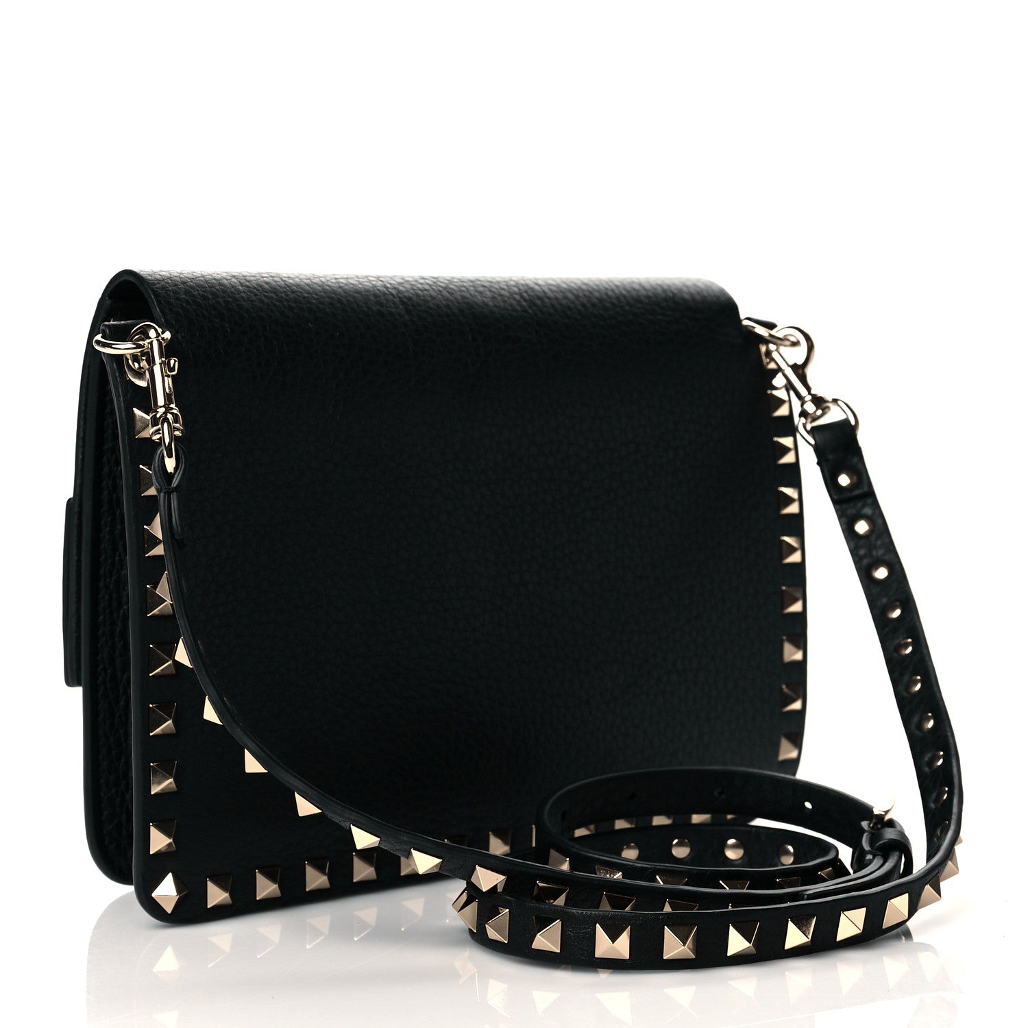 Valentino Garavani Pebbled Calfskin Rockstud Side Slip Crossbody Black 3 of 9
