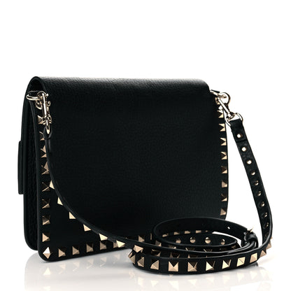 Valentino Garavani Pebbled Calfskin Rockstud Side Slip Crossbody Black 3 of 9