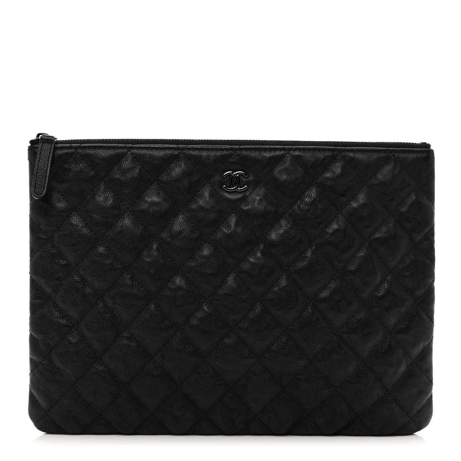 Chanel Crumpled Calfskin Quilted Medium Cosmetic Case So Black 1 of 7