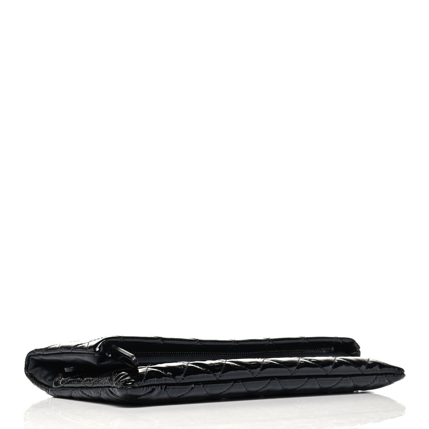 Patent Calfskin Quilted Beauty CC Clutch Black