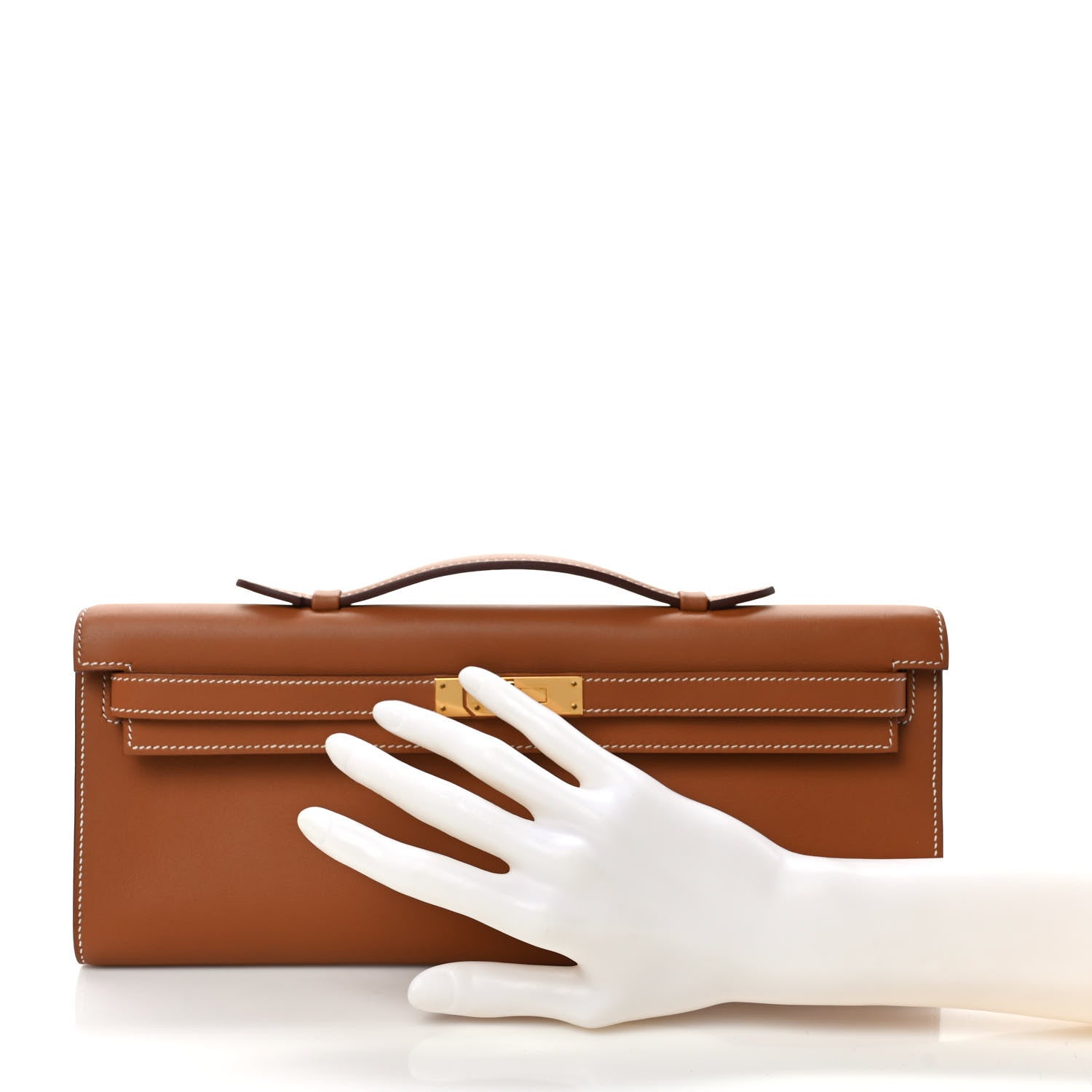 Hermes Swift Kelly Cut Clutch Pochette Gold 2 of 8