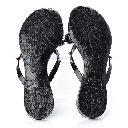 Valentino Garavani PVC Jelly Rockstud Bow Thong Sandals 37 Black 6 of 10