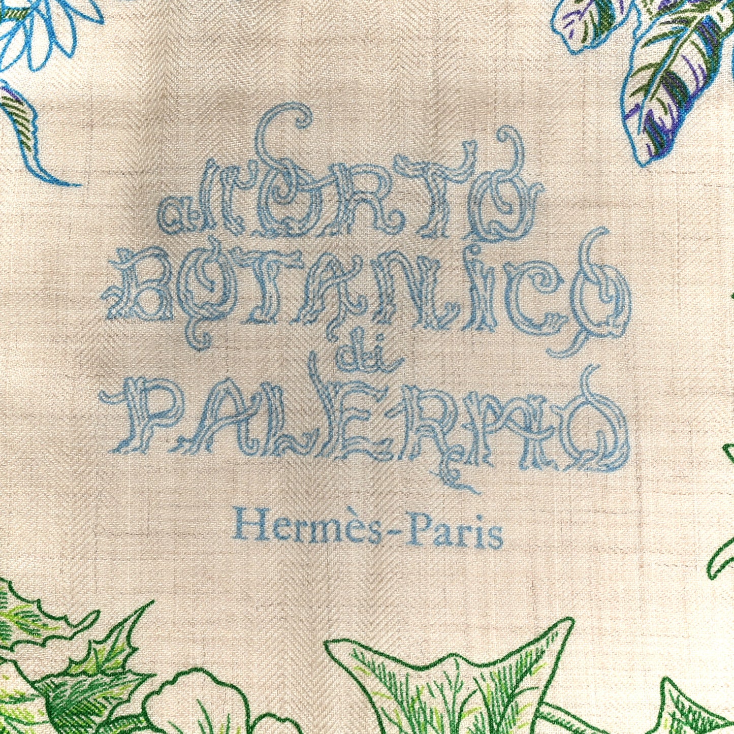 Cashmere Silk All 'Orto Botanico Di Palermo Shawl 140  Vert Vif Naturel Bleu