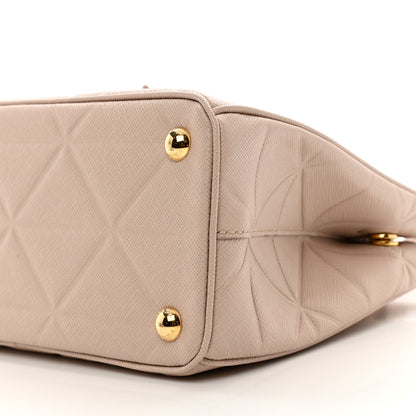 Prada Saffiano Triangle Small Galleria Double Zip Tote Cammeo 9 of 9