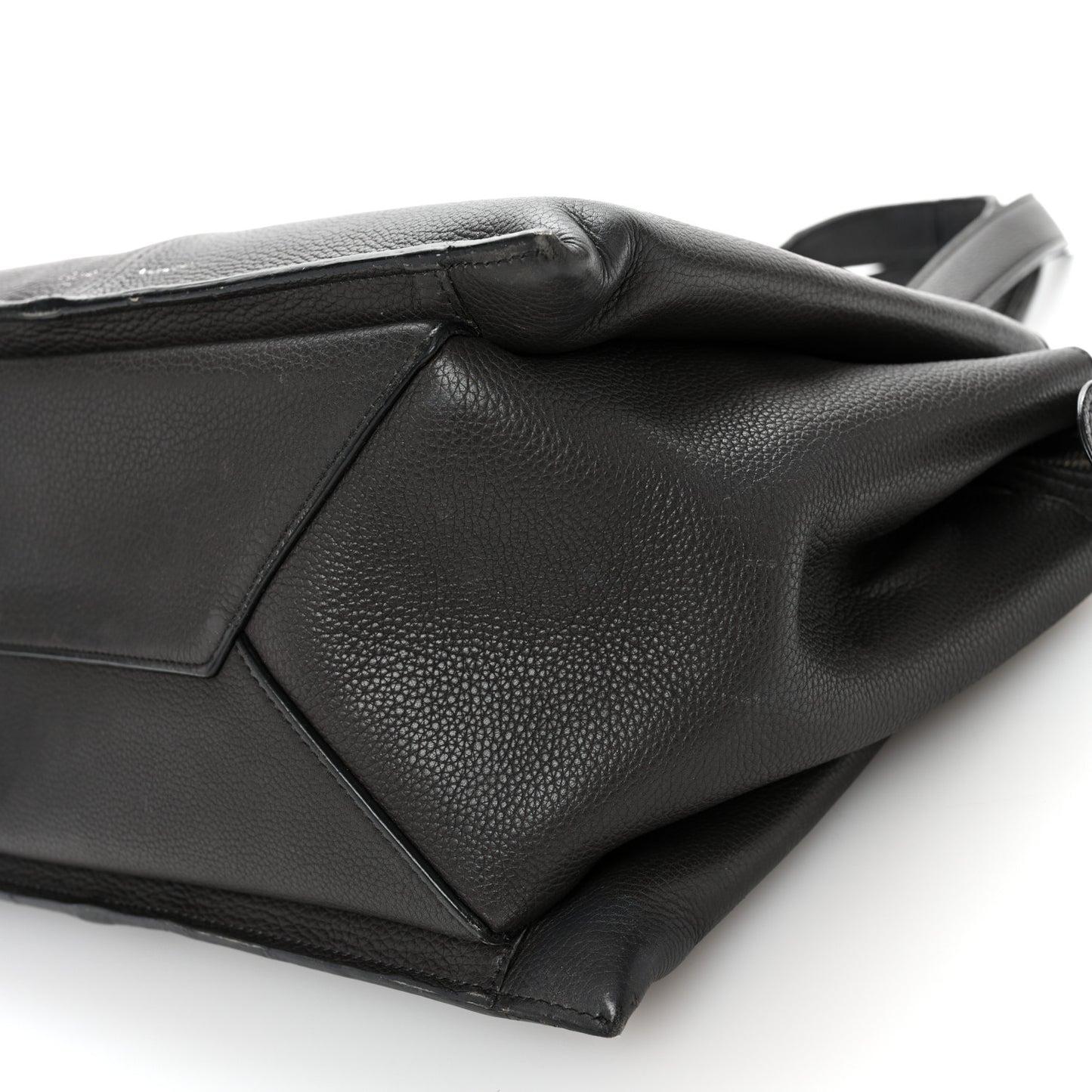 Baby Grained Calfskin Medium Tri-Fold Bag Black