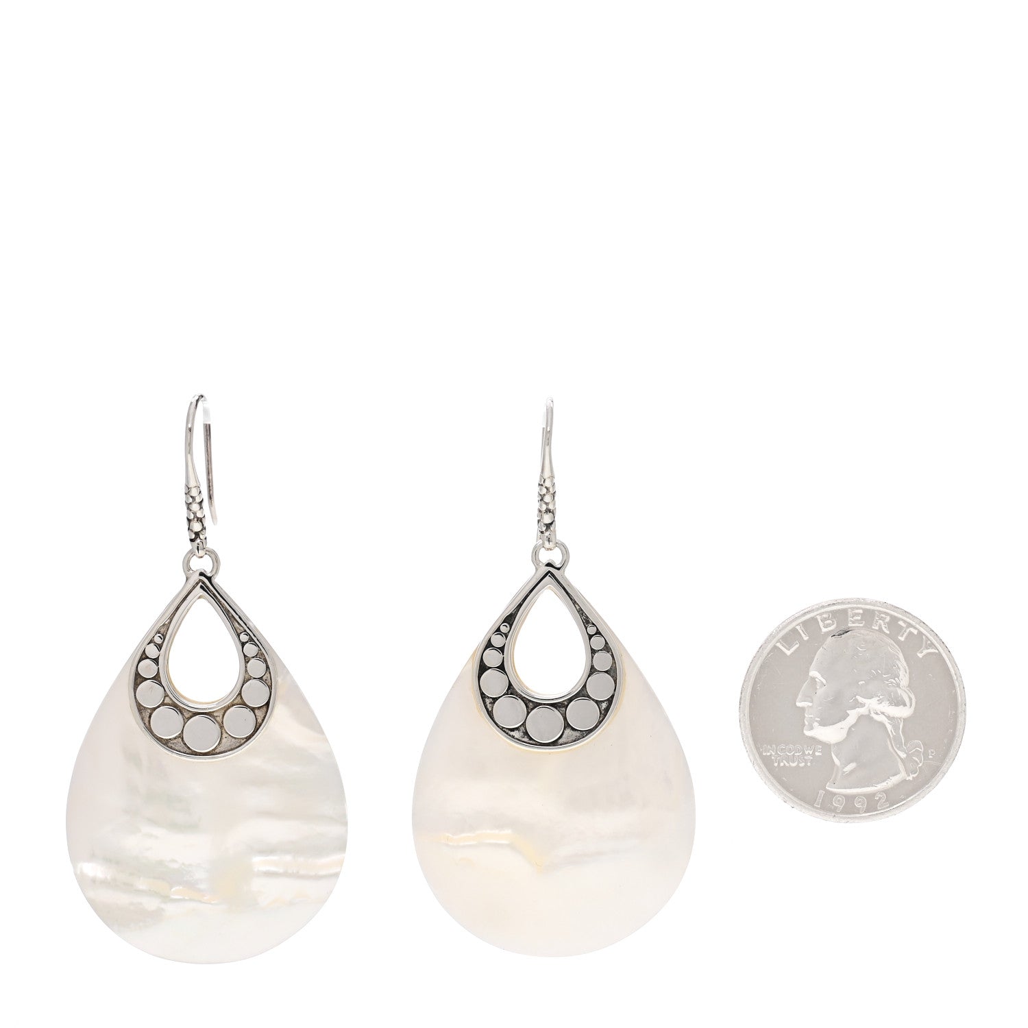 John Hardy Sterling Silver Mother of Pearl Dot Teardrop Earrings 2 of 4