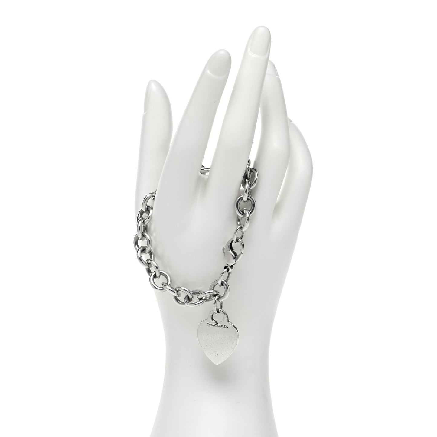 Sterling Silver Heart Tag Charm Bracelet