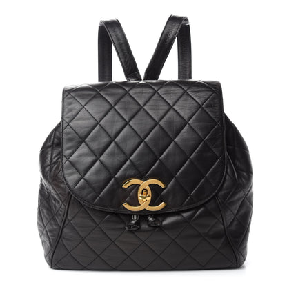 Chanel Lambskin Quilted Drawstring Backpack Black 1 of 10