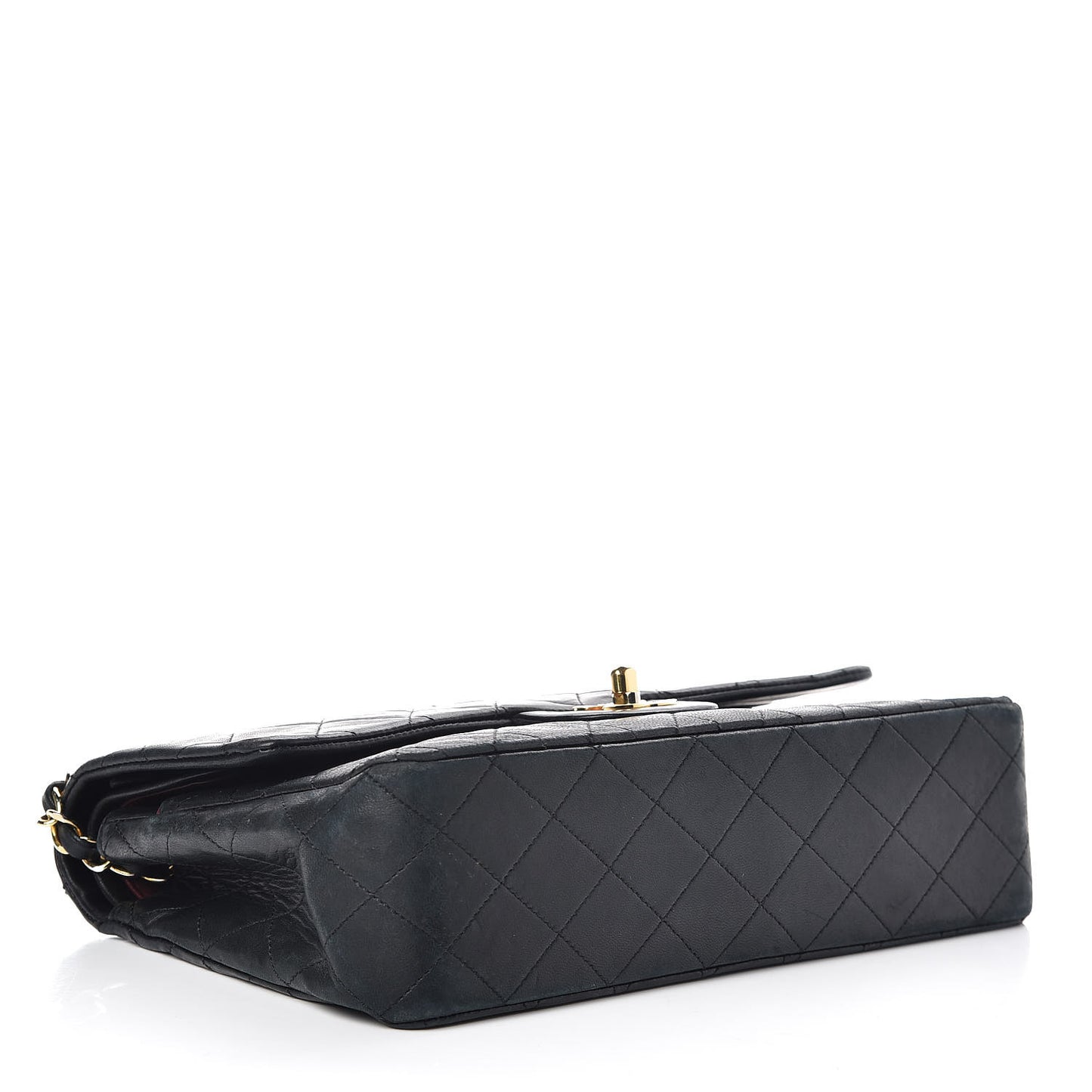 Lambskin Quilted Medium Double Flap Black