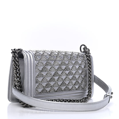 Chanel Metallic Lambskin Embellished Medium Boy Flap Silver 2 of 4
