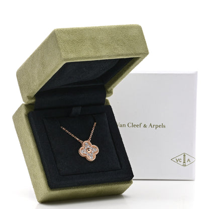 Van Cleef & Arpels 18K Rose Gold Diamond Vintage Alhambra Pendant Necklace 6 of 6