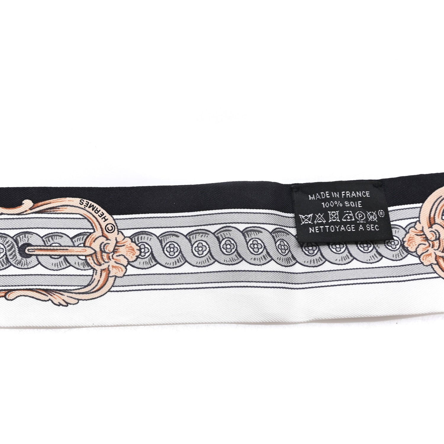 Hermes Silk Bride De Cour Twilly Black White Or Rose 3 of 3