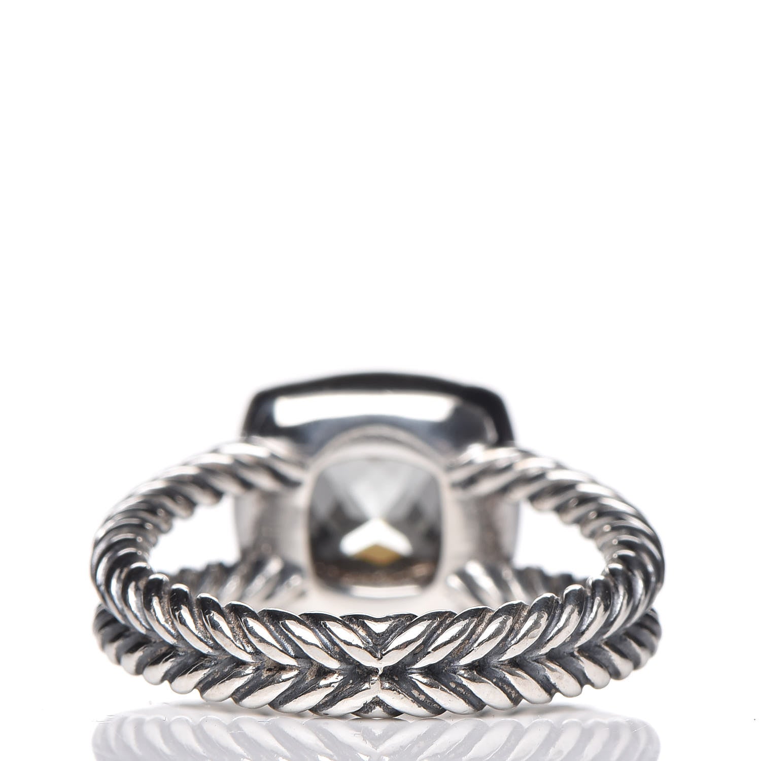 David Yurman Sterling Silver Diamond Prasiolite 7mm Petite Albion Ring 54 7 4 of 6