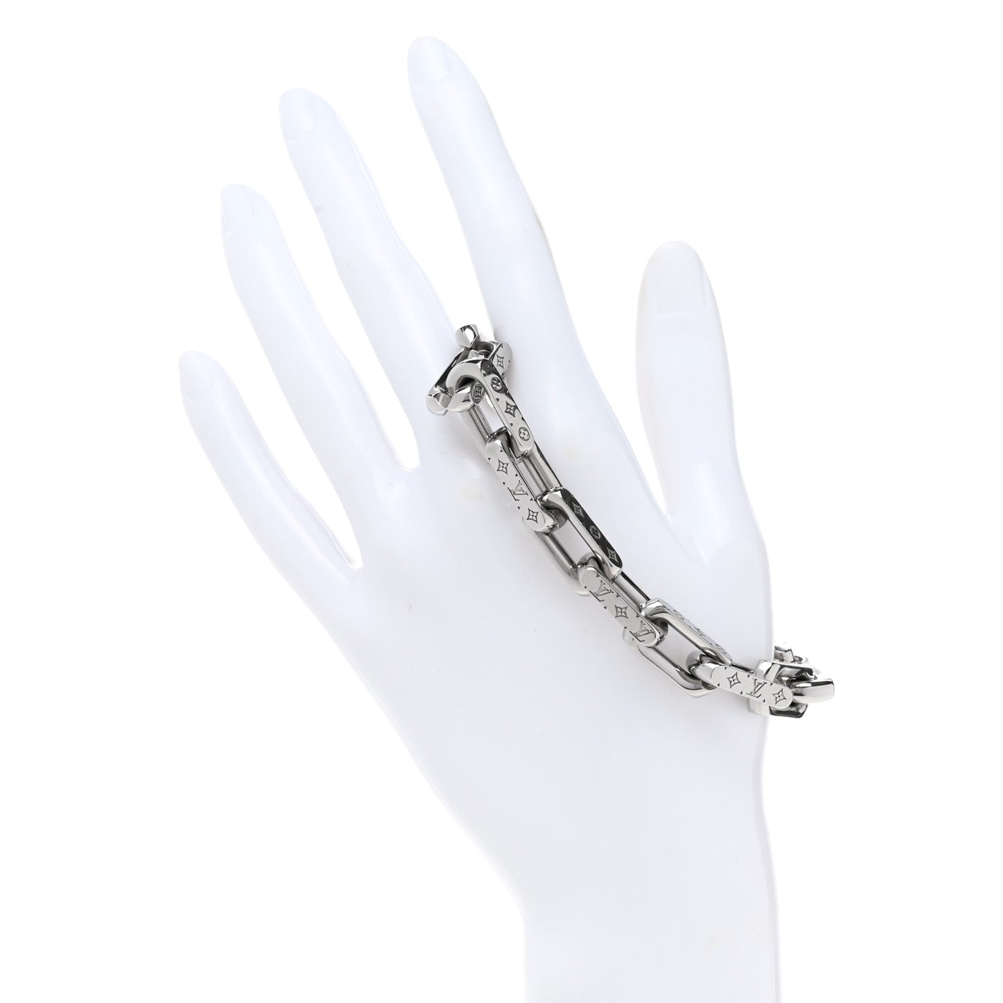 Monogram Chain Link Bracelet M Silver
