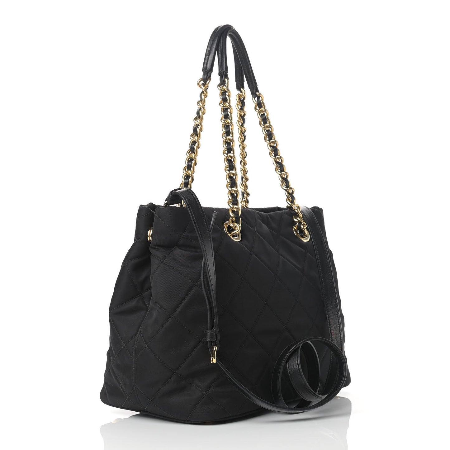 Nylon Tessuto Impuntu Quilted Shoulder Bag Black
