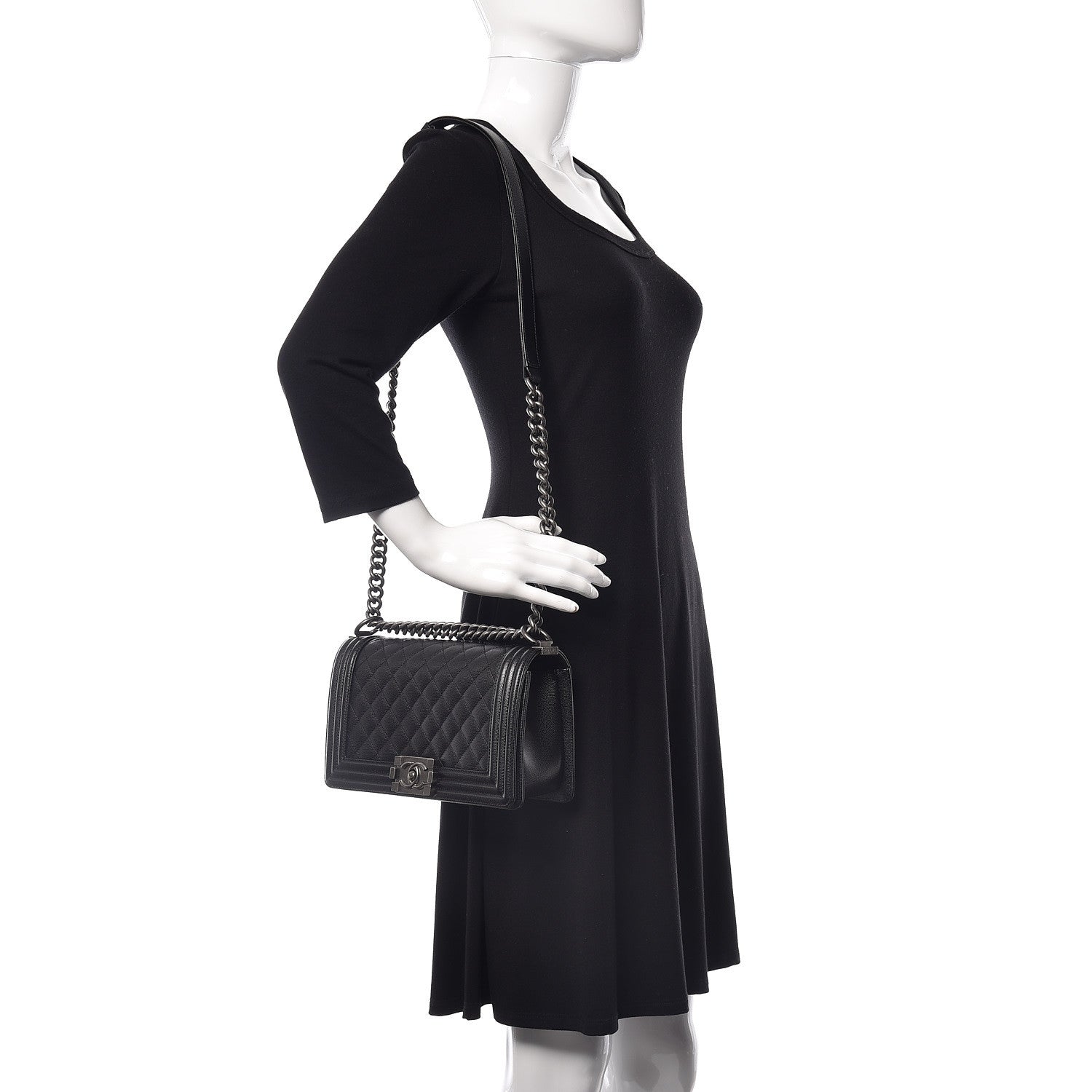Chanel Caviar Quilted Medium Boy Flap Black 2 of 10