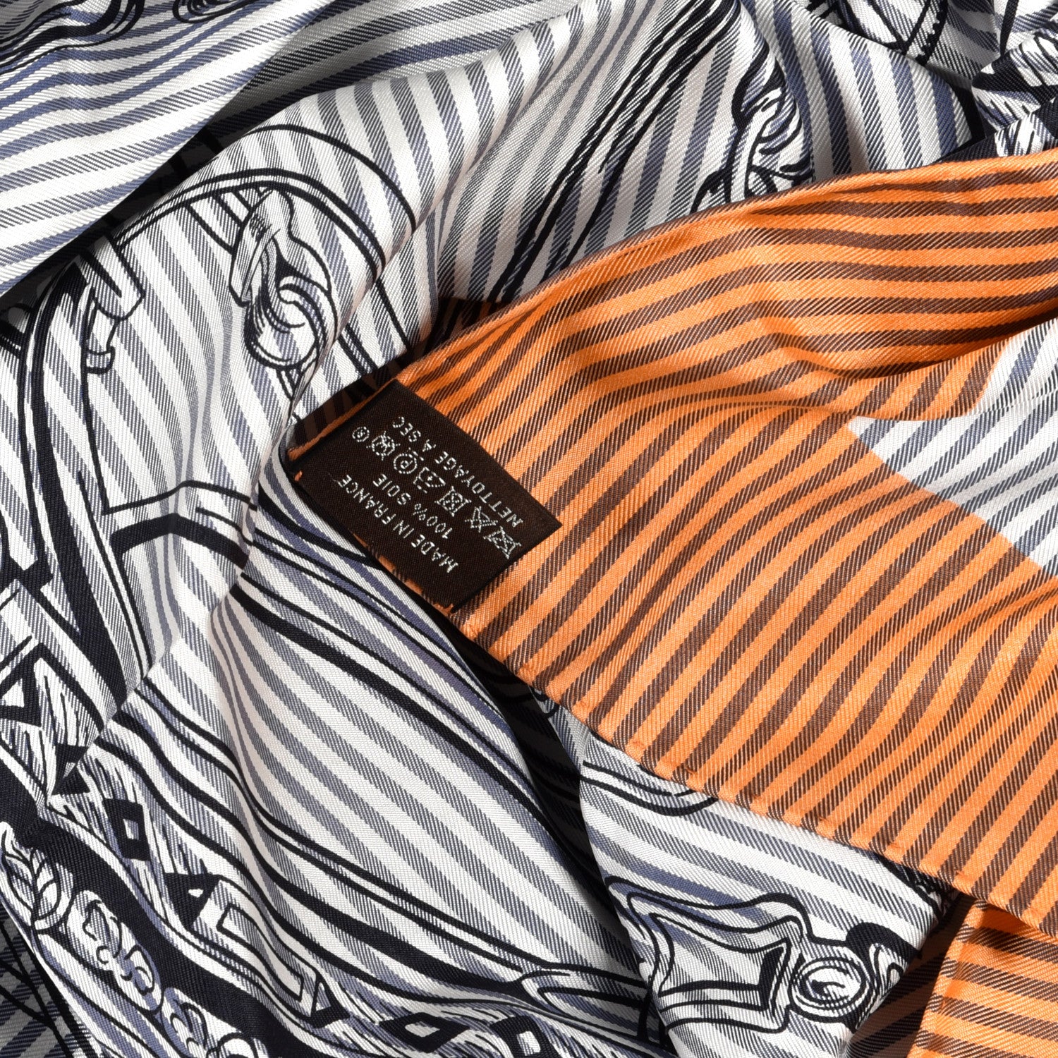 Hermes Silk Carre Eyeliner Brides De Gala Scarf 90 Orange Blue Black 4 of 4