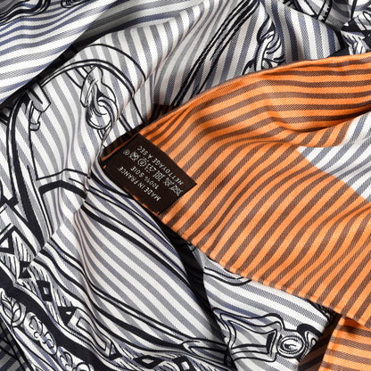 Hermes Silk Carre Eyeliner Brides De Gala Scarf 90 Orange Blue Black 4 of 4