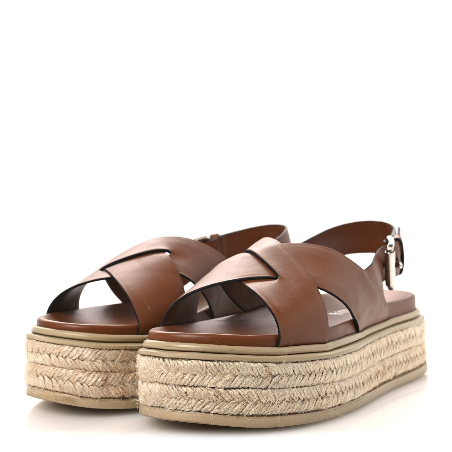 Vitello Soft Espadrilles Platform Sandals 39.5 Cognac