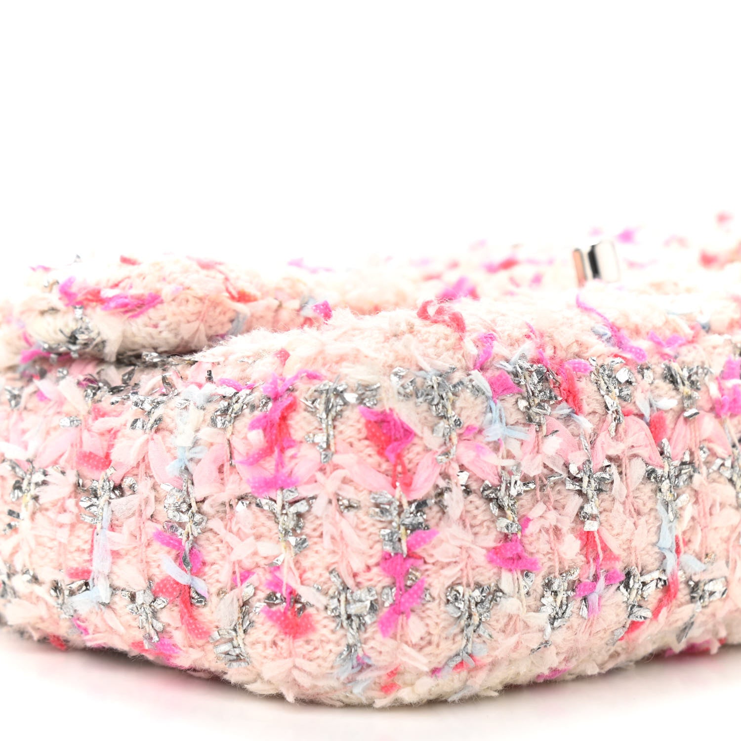 Chanel Tweed Quilted Mini Rectangular Flap Light Pink Silver Blue 9 of 10
