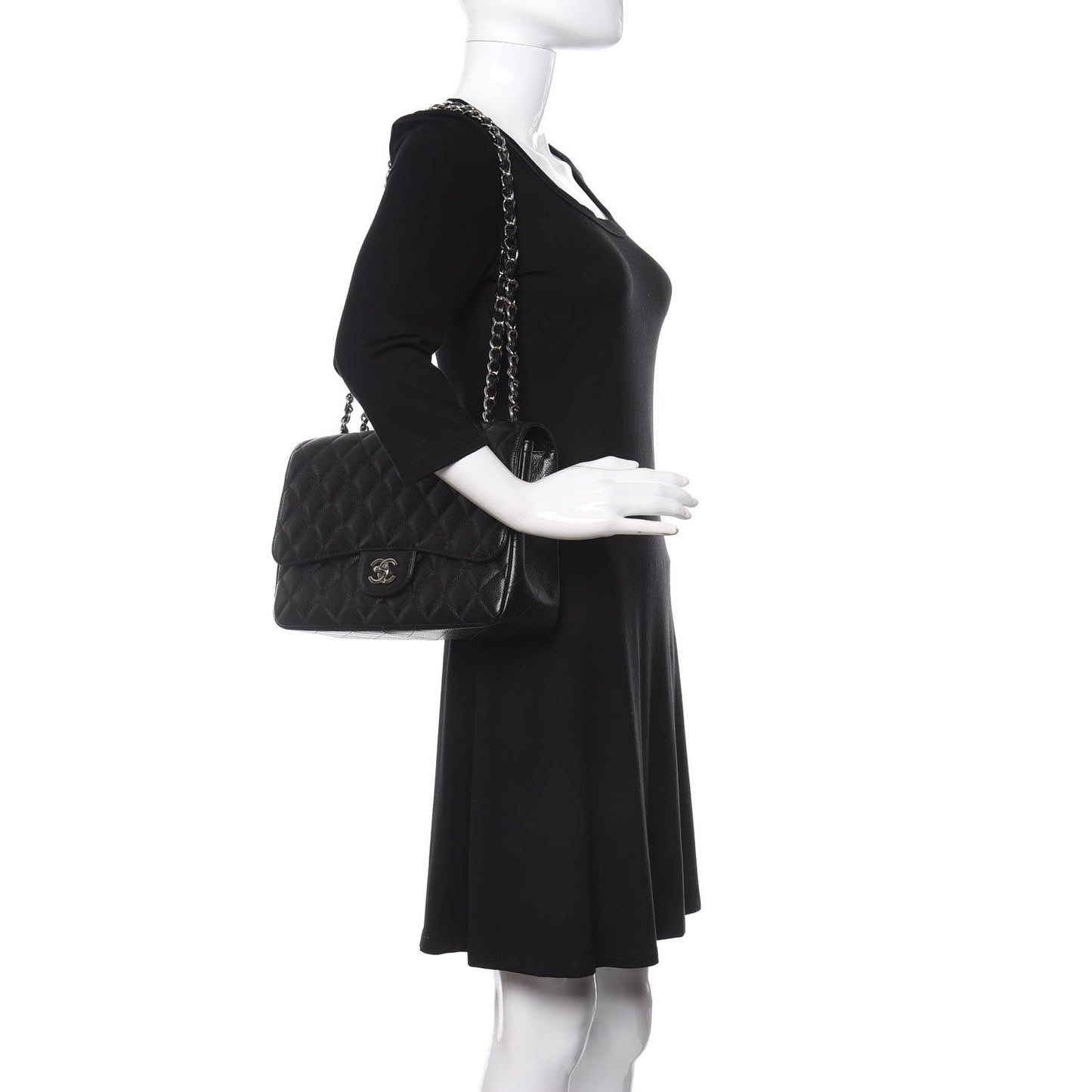 Caviar Quilted Jumbo Single Flap Black