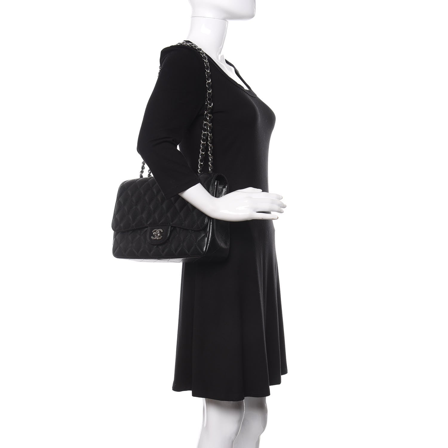 Chanel Caviar Quilted Jumbo Single Flap Black 2 of 9