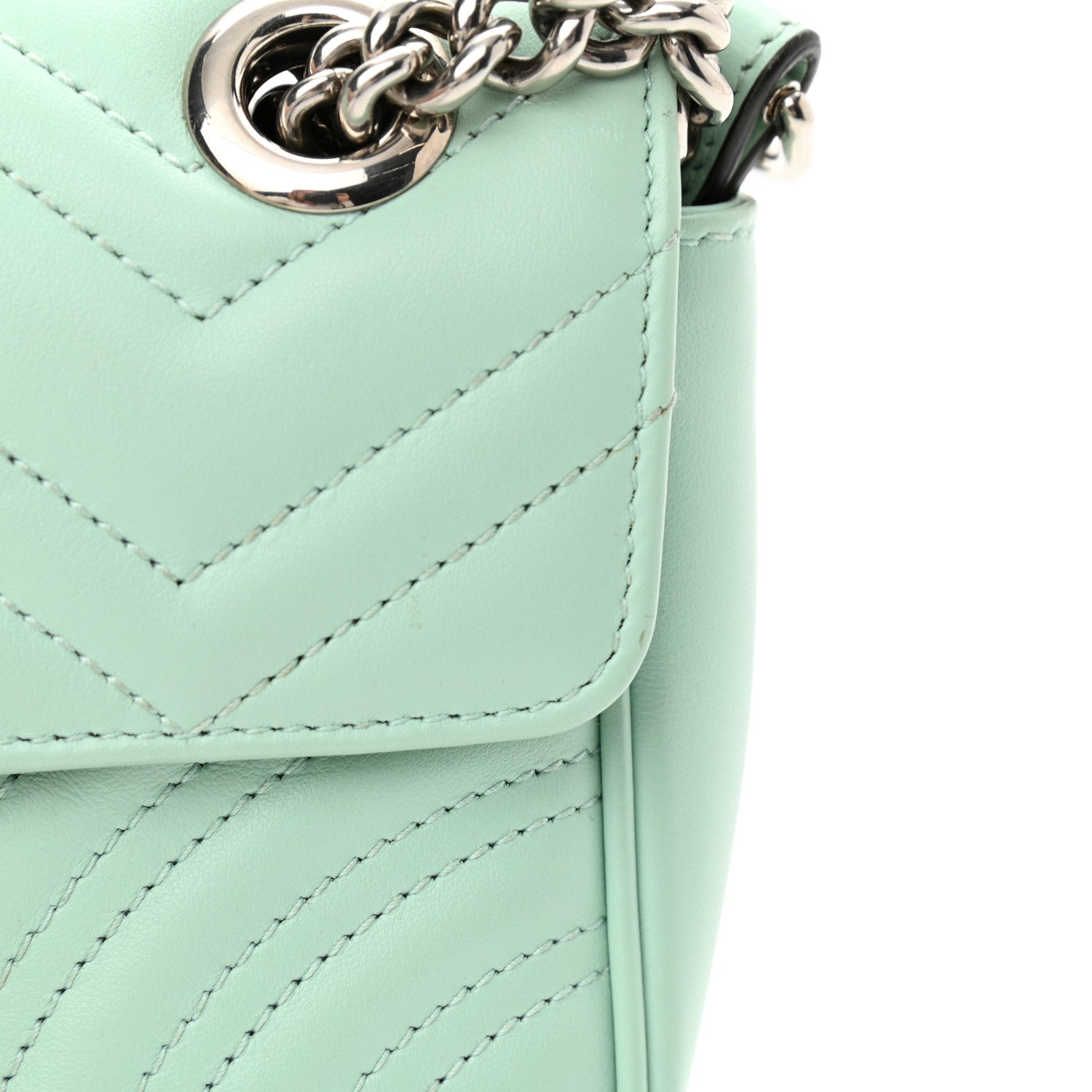Gucci Calfskin Matelasse Mini GG Marmont Shoulder Bag Water Green 12 of 12