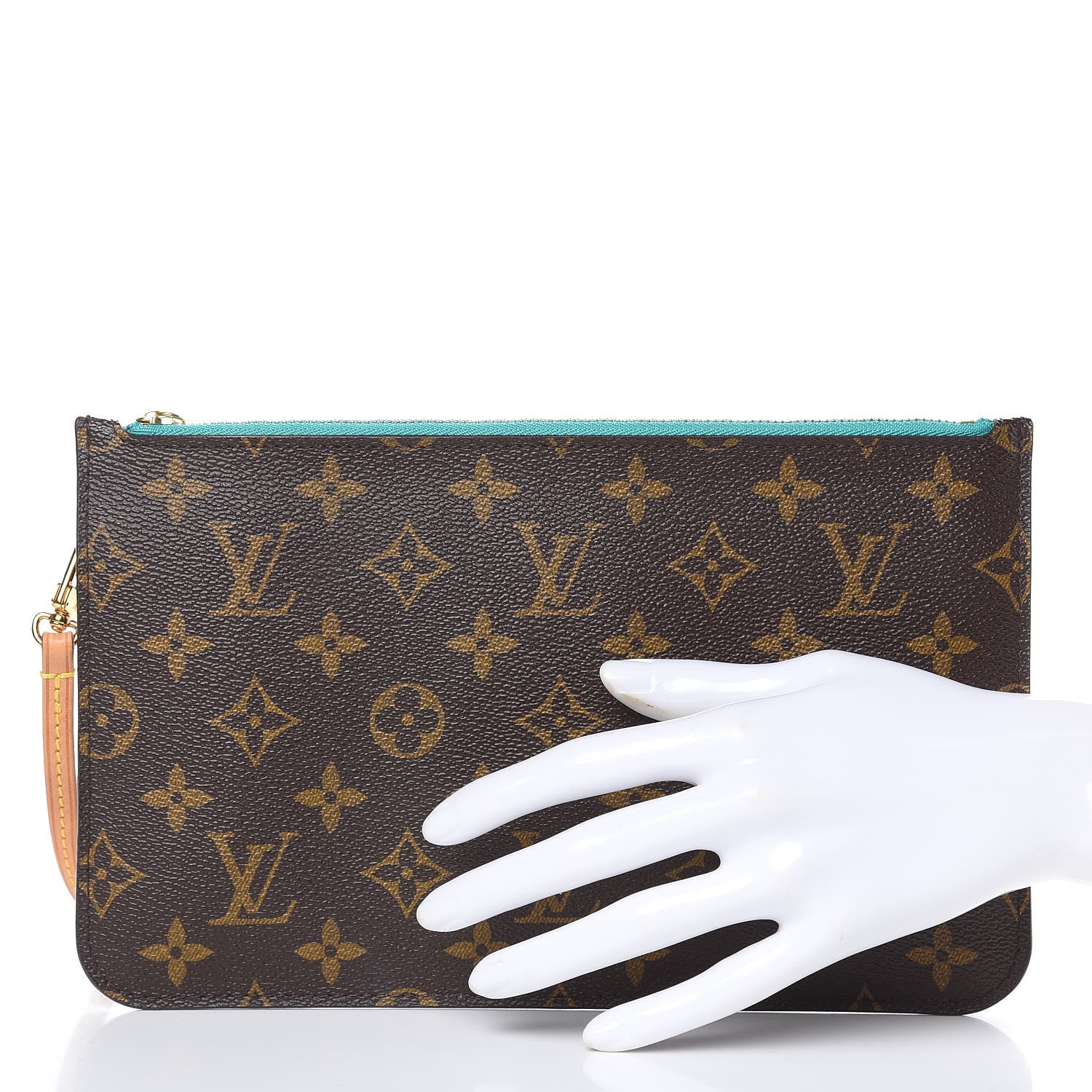 Louis Vuitton Monogram Neverfull MM GM Pochette Turquoise 2 of 7