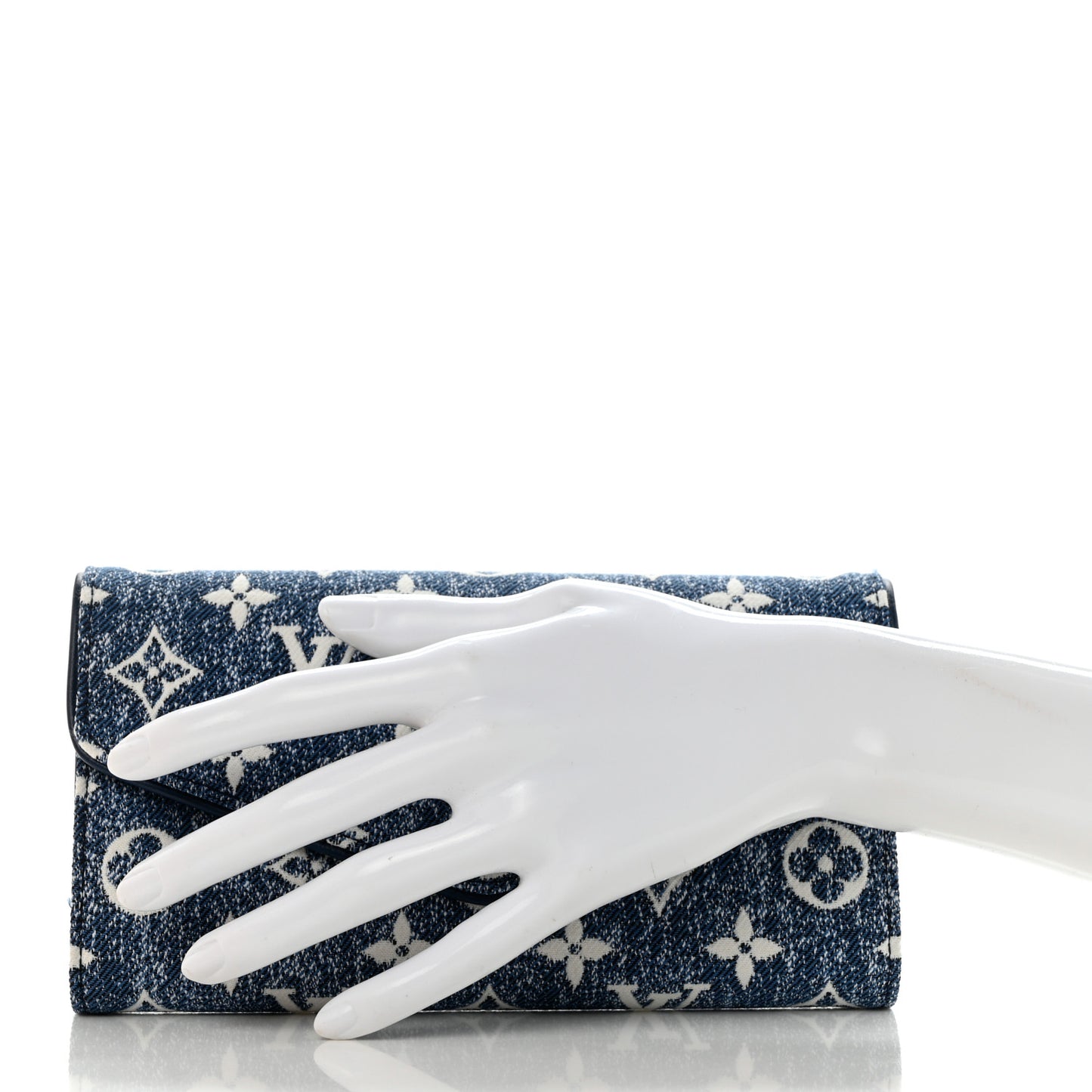 Monogram Jacquard Denim Sarah Wallet Bleu