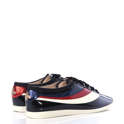 Gucci Patent Calfskin Web Falacer Sneakers 9 Black 4 of 11