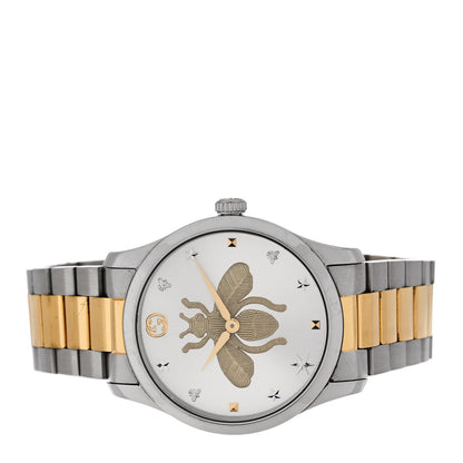 Gucci Stainless Steel 38mm G-Timeless Two Tone Bee Quartz Watch 2 of 5