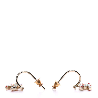 Chanel Crystal CC Drop Earrings Gold Multicolor 3 of 4